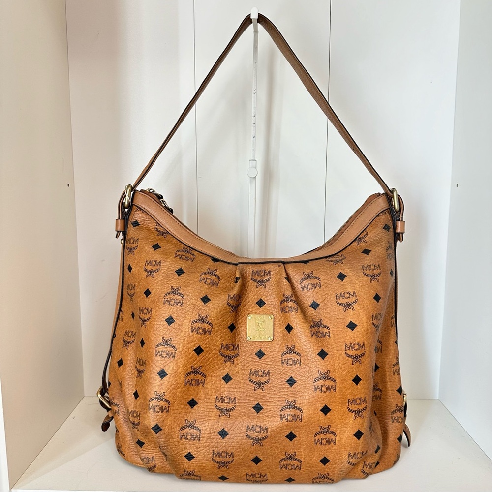 Authentic MCM Visetos big hobo bag cognac